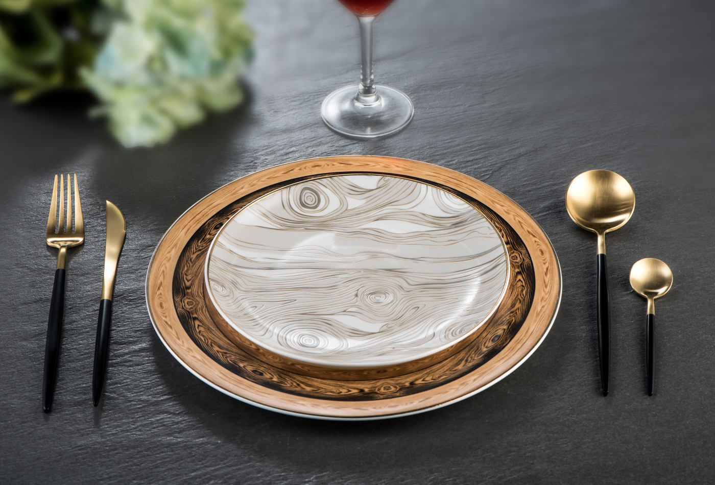 花面陶瓷-褐色木纹年轮